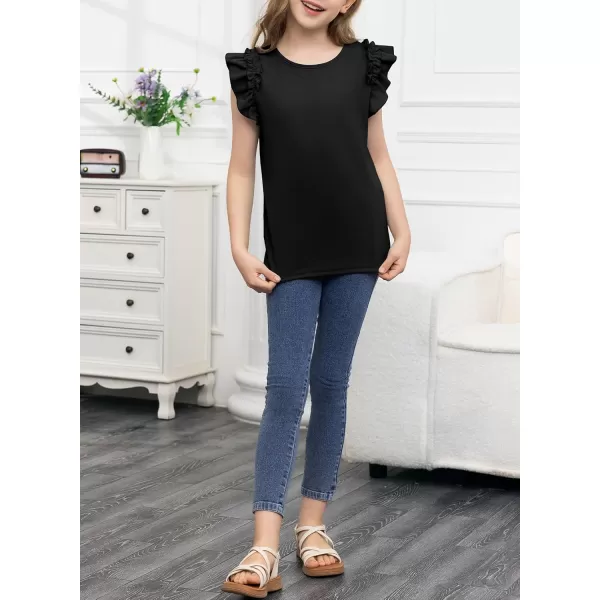 blibean Tween Girls 2024 Elegant Ruffle Short Sleeve Shirt Size 6-15 Years
