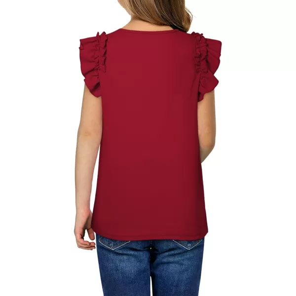 blibean Tween Girls 2024 Elegant Ruffle Short Sleeve Shirt Size 6-15 Years
