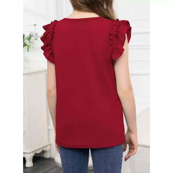 blibean Tween Girls 2024 Elegant Ruffle Short Sleeve Shirt Size 6-15 Years