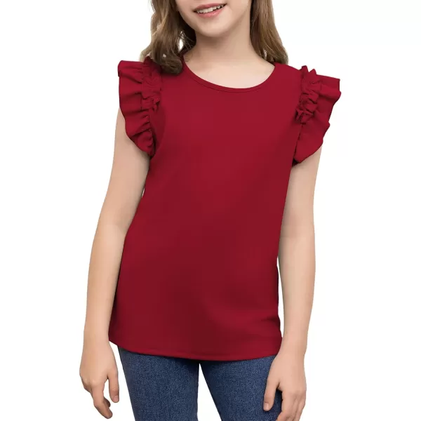 blibean Tween Girls 2024 Elegant Ruffle Short Sleeve Shirt Size 6-15 Years