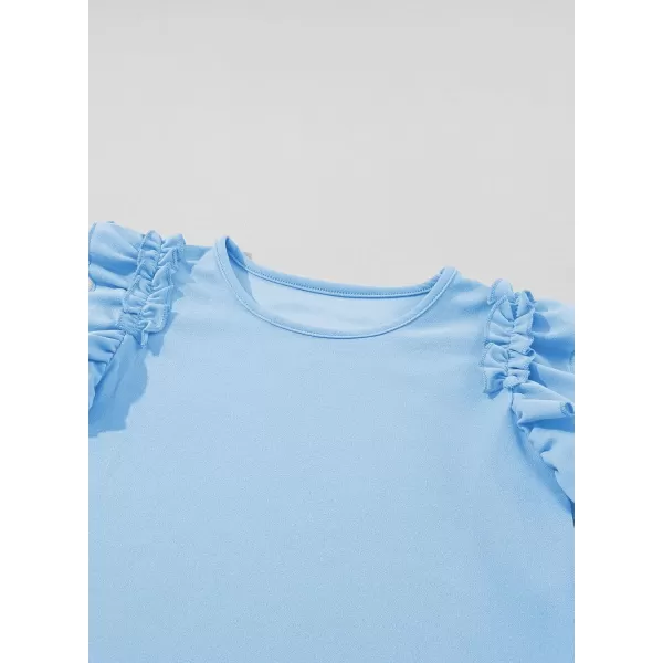 blibean Tween Girls 2024 Elegant Ruffle Short Sleeve Shirt Size 6-15 Years