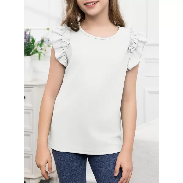 blibean Tween Girls 2024 Elegant Ruffle Short Sleeve Shirt Size 6-15 Years