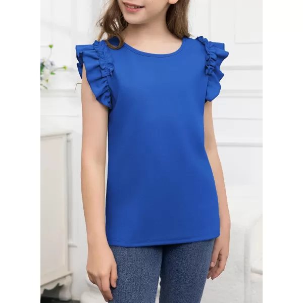 blibean Tween Girls 2024 Elegant Ruffle Short Sleeve Shirt Size 6-15 Years
