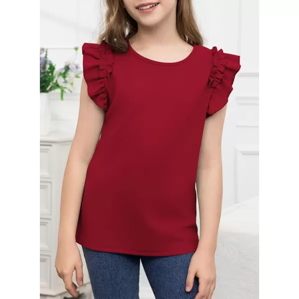 blibean Tween Girls 2024 Elegant Ruffle Short Sleeve Shirt Size 6-15 Years