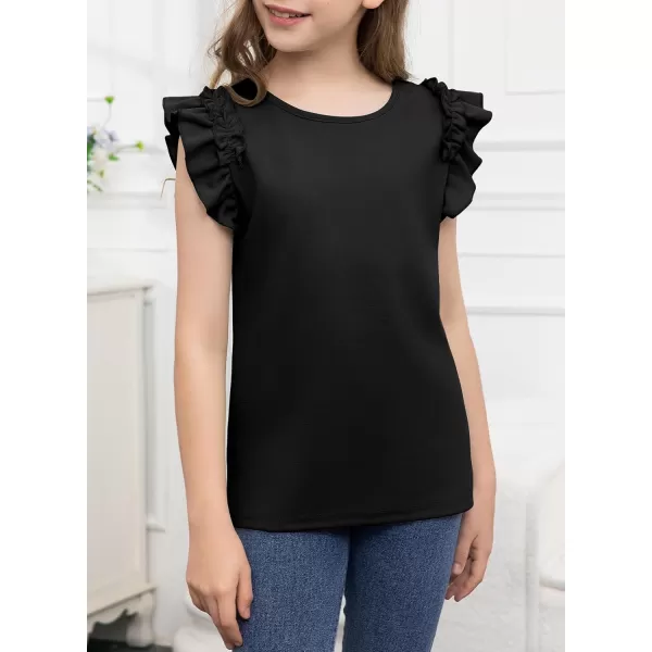 blibean Tween Girls 2024 Elegant Ruffle Short Sleeve Shirt Size 6-15 Years