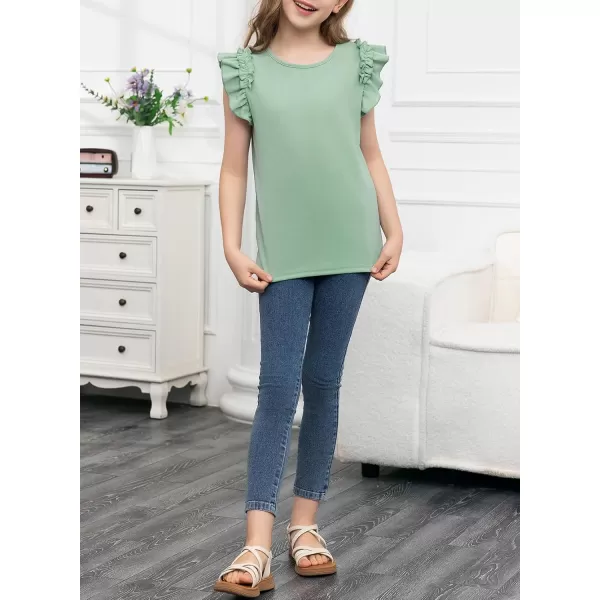 blibean Tween Girls 2024 Elegant Ruffle Short Sleeve Shirt Size 6-15 Years