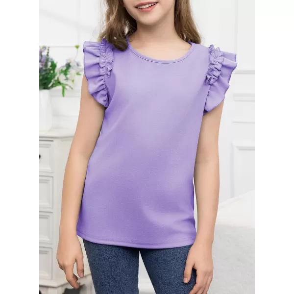 blibean Tween Girls 2024 Elegant Ruffle Short Sleeve Shirt Size 6-15 Years