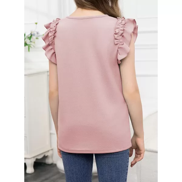 blibean Tween Girls 2024 Elegant Ruffle Short Sleeve Shirt Size 6-15 Years