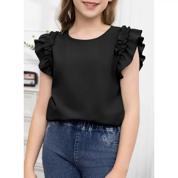blibean Tween Girls 2024 Elegant Ruffle Short Sleeve Shirt Size 6-15 Years