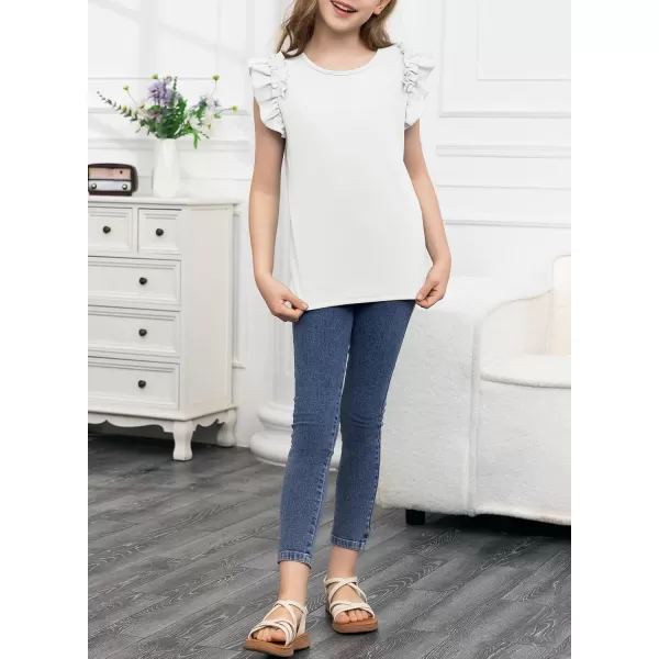 blibean Tween Girls 2024 Elegant Ruffle Short Sleeve Shirt Size 6-15 Years