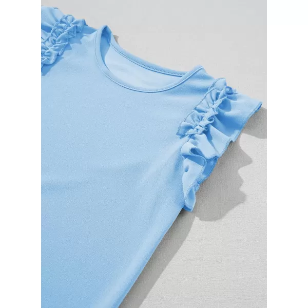 blibean Tween Girls 2024 Elegant Ruffle Short Sleeve Shirt Size 6-15 Years