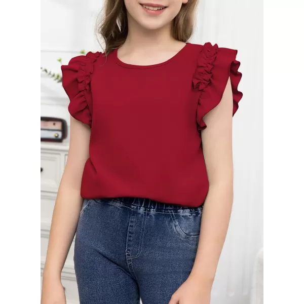 blibean Tween Girls 2024 Elegant Ruffle Short Sleeve Shirt Size 6-15 Years