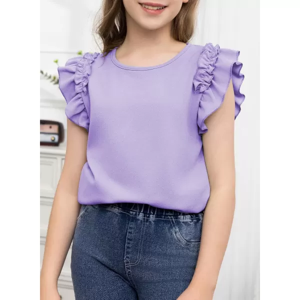 blibean Tween Girls 2024 Elegant Ruffle Short Sleeve Shirt Size 6-15 Years