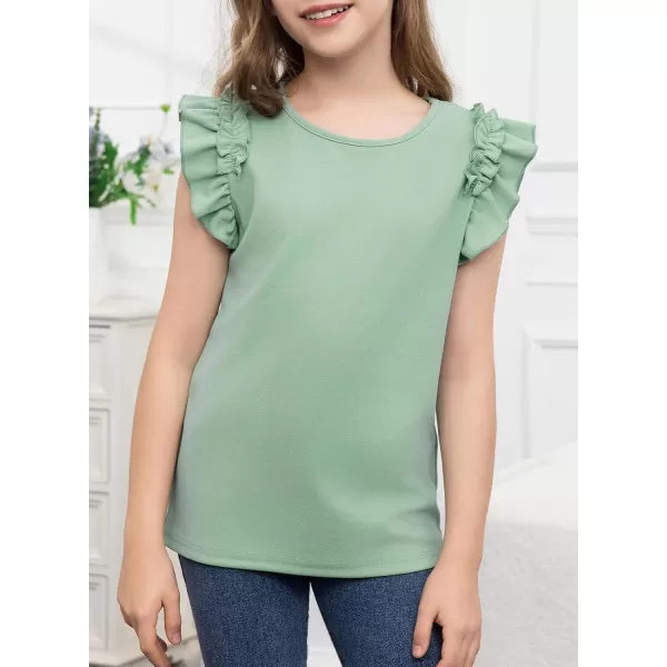 blibean Tween Girls 2024 Elegant Ruffle Short Sleeve Shirt Size 6-15 Years