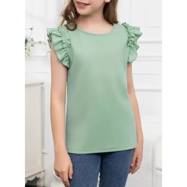blibean Tween Girls 2024 Elegant Ruffle Short Sleeve Shirt Size 6-15 Years