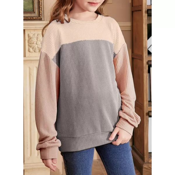 blibean Tween Girls Fall Long Sleeve Shirt Kid Color Block Tops Size 6-15 Years