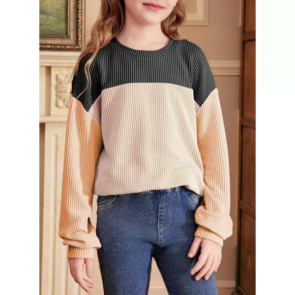 blibean Tween Girls Fall Long Sleeve Shirt Kid Color Block Tops Size 6-15 Years