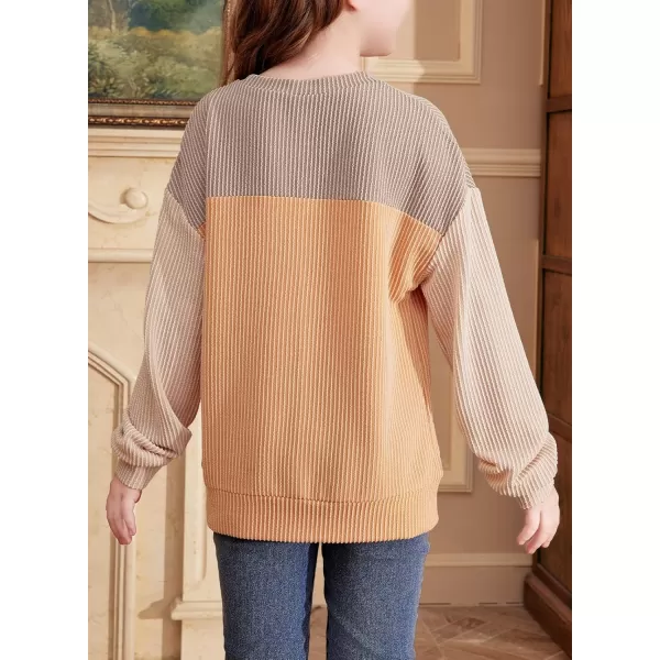 blibean Tween Girls Fall Long Sleeve Shirt Kid Color Block Tops Size 6-15 Years