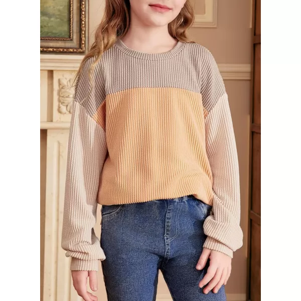 blibean Tween Girls Fall Long Sleeve Shirt Kid Color Block Tops Size 6-15 Years