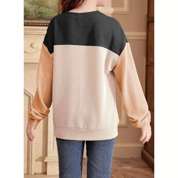 blibean Tween Girls Fall Long Sleeve Shirt Kid Color Block Tops Size 6-15 Years