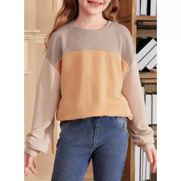 blibean Tween Girls Fall Long Sleeve Shirt Kid Color Block Tops Size 6-15 Years
