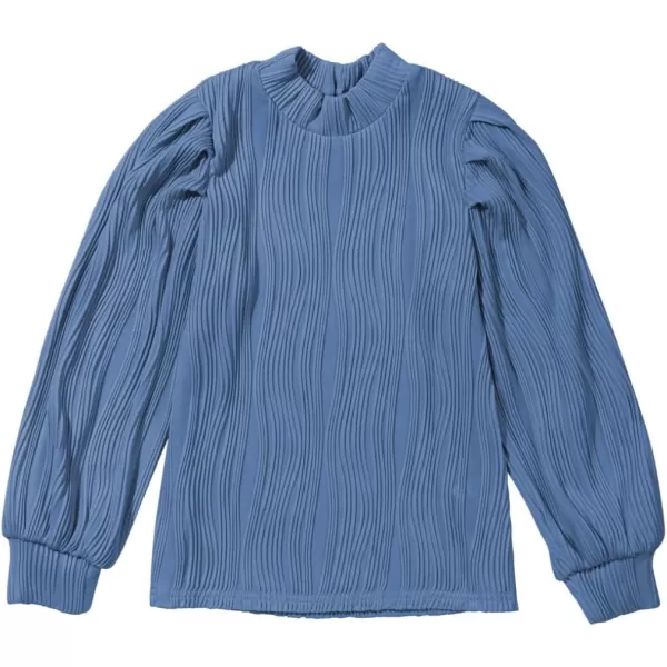blibean Tween Girls Turtleneck Textured Shirts Kid Puff Long Sleeve Tops Size 6-15 Years