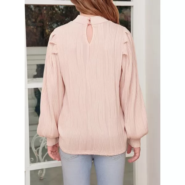 blibean Tween Girls Turtleneck Textured Shirts Kid Puff Long Sleeve Tops Size 6-15 Years