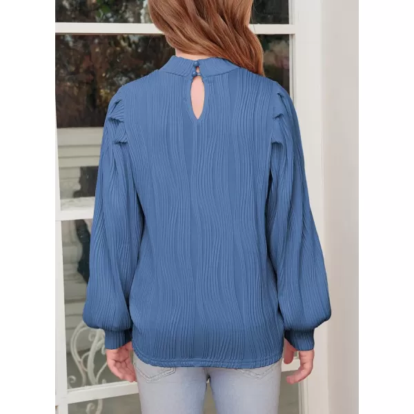 blibean Tween Girls Turtleneck Textured Shirts Kid Puff Long Sleeve Tops Size 6-15 Years