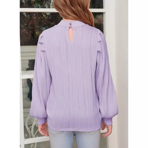 blibean Tween Girls Turtleneck Textured Shirts Kid Puff Long Sleeve Tops Size 6-15 Years