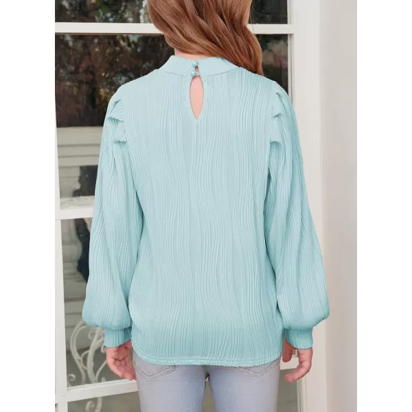 blibean Tween Girls Turtleneck Textured Shirts Kid Puff Long Sleeve Tops Size 6-15 Years