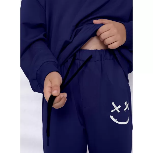 blibean Unisex Boys Girls Smile Sweat Suits Hoodies Pants Sets Size 4-15 Year Old