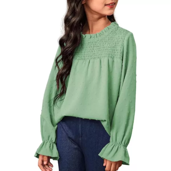 bilbean Girls Elegant Polked Swiss Dot Long Sleeve Shirts Tops 6-15 Years
