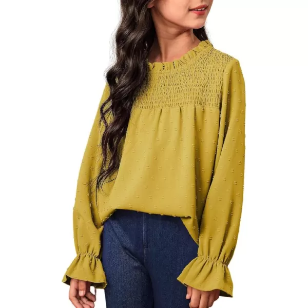 bilbean Girls Elegant Polked Swiss Dot Long Sleeve Shirts Tops 6-15 Years