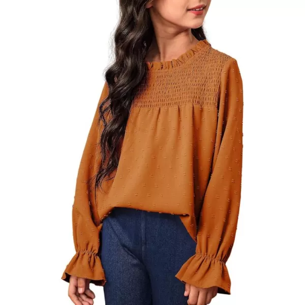 bilbean Girls Elegant Polked Swiss Dot Long Sleeve Shirts Tops 6-15 Years