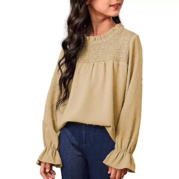 bilbean Girls Elegant Polked Swiss Dot Long Sleeve Shirts Tops 6-15 Years