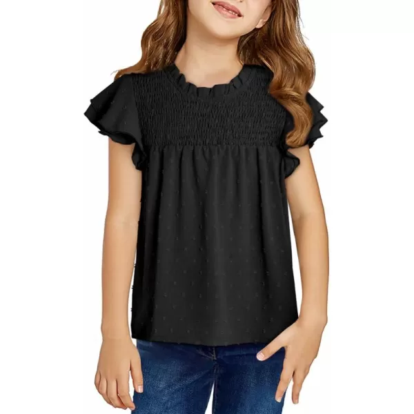 bilbean Girls Elegant Polked Swiss Dot Long Sleeve Shirts Tops 6-15 Years