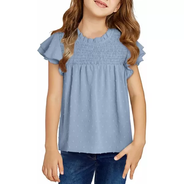 bilbean Girls Elegant Polked Swiss Dot Long Sleeve Shirts Tops 6-15 Years