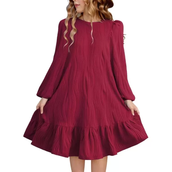 blibean Girl 2024 Fall Textured Dresses Tween Long Sleeve Boho Dress Size 6-15 Years