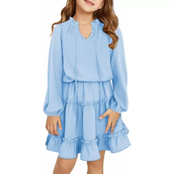 blibean Girl Fall Long Sleeve Dress Kids Floral Bohemian Tiered Dresses 4-15 Years Old