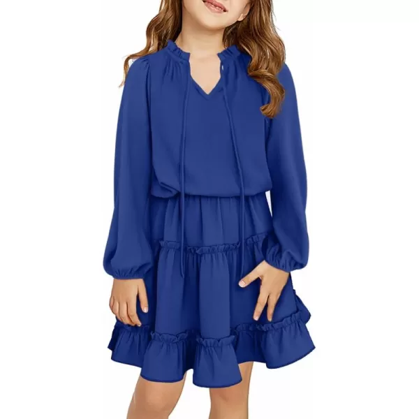 blibean Girl Fall Long Sleeve Dress Kids Floral Bohemian Tiered Dresses 4-15 Years Old
