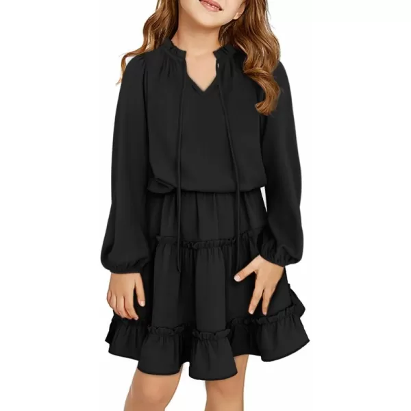 blibean Girl Fall Long Sleeve Dress Kids Floral Bohemian Tiered Dresses 4-15 Years Old