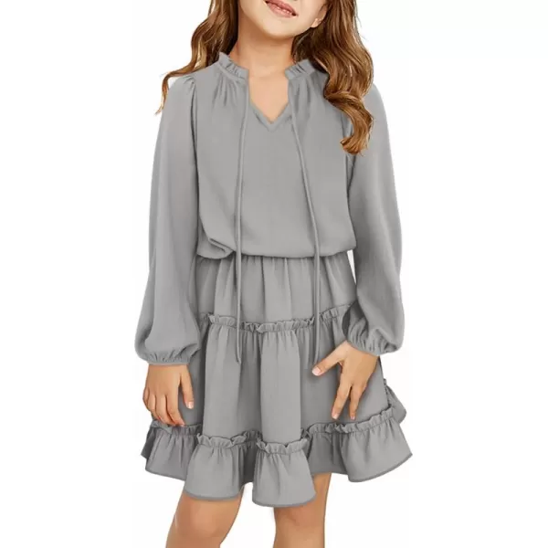 blibean Girl Fall Long Sleeve Dress Kids Floral Bohemian Tiered Dresses 4-15 Years Old
