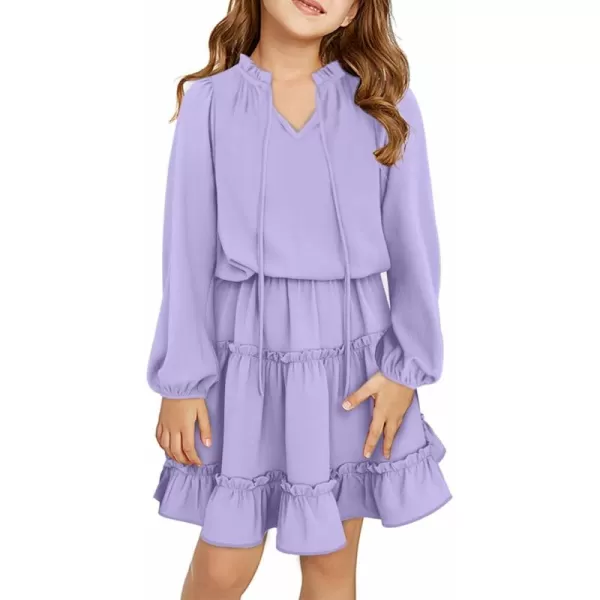 blibean Girl Fall Long Sleeve Dress Kids Floral Bohemian Tiered Dresses 4-15 Years Old