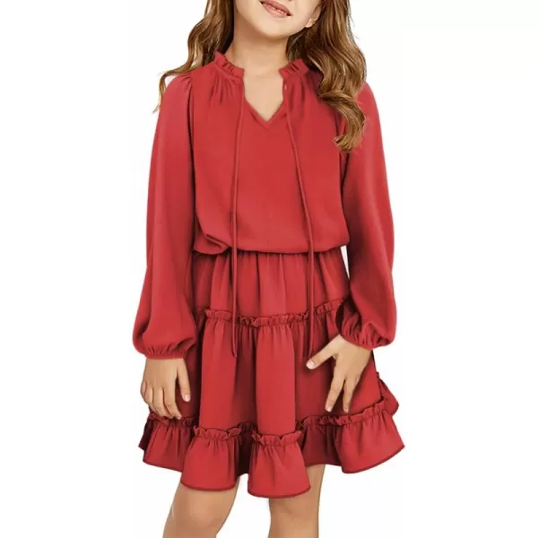 blibean Girl Fall Long Sleeve Dress Kids Floral Bohemian Tiered Dresses 4-15 Years Old