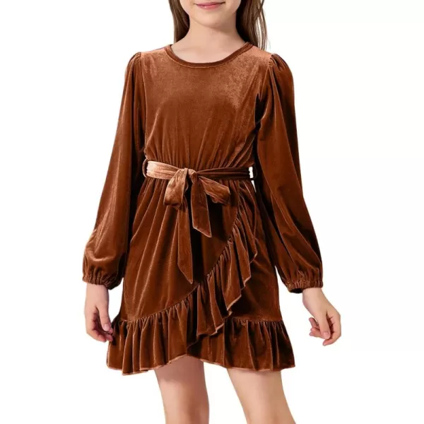 blibean Girl Fall Long Sleeve Velvet Dress Kid Size 6-15 Years Old
