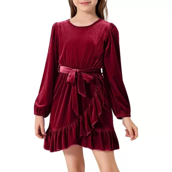 blibean Girl Fall Long Sleeve Velvet Dress Kid Size 6-15 Years Old