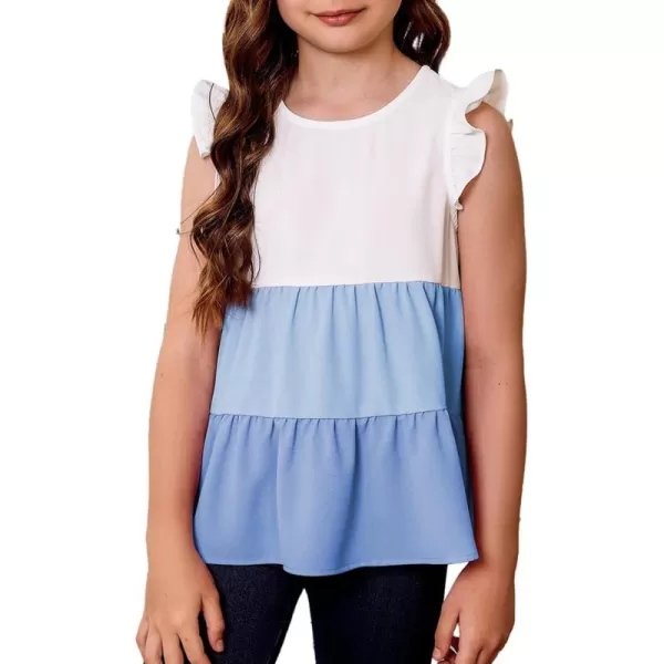 blibean Girl Summer Color Black Ruffle Sleeve Shirts Size 4-15 Years