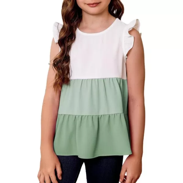 blibean Girl Summer Color Black Ruffle Sleeve Shirts Size 4-15 Years