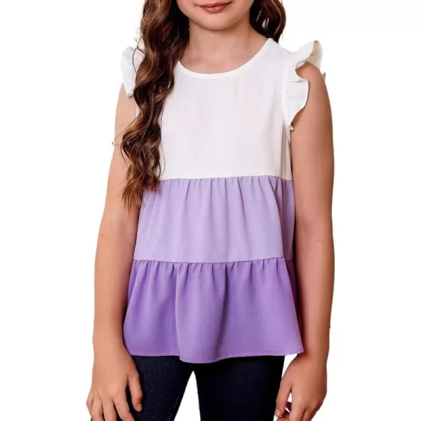 blibean Girl Summer Color Black Ruffle Sleeve Shirts Size 4-15 Years