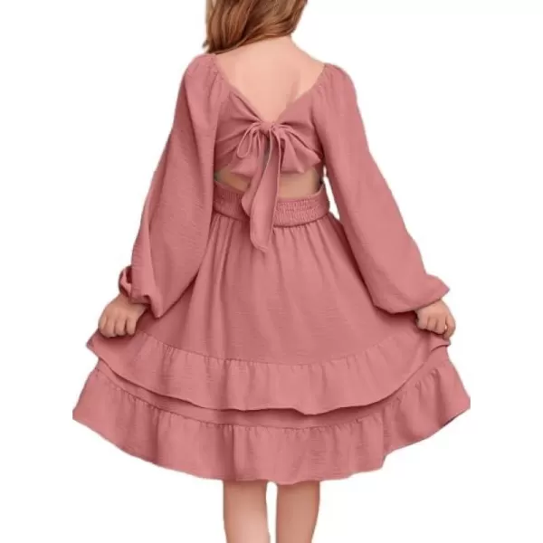 blibean Girls 2024 Fall Dresses Tween Long Sleeve Tie Back Dress Size 6-15 Years